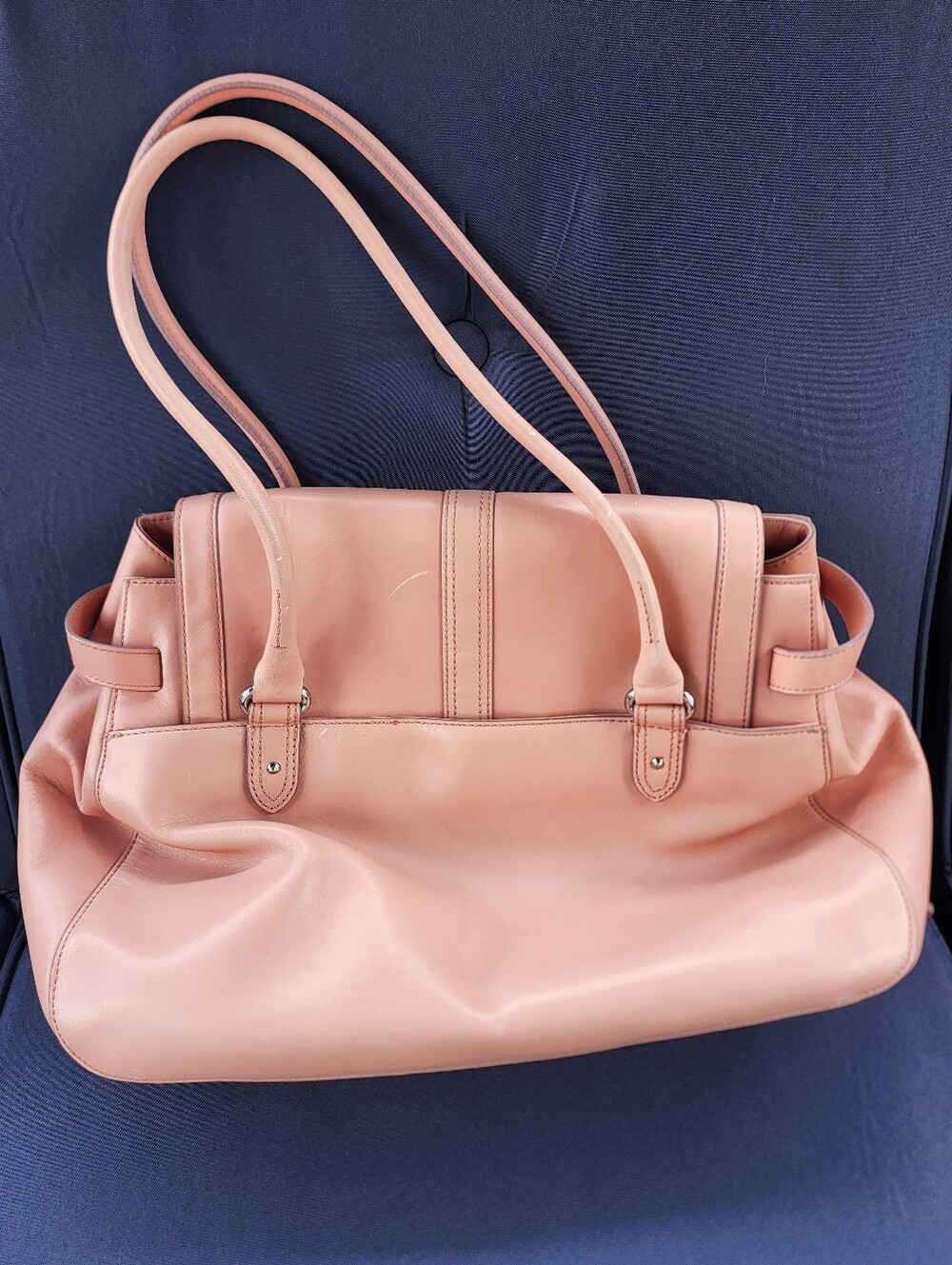 Cole Haan Blush Pink Leather Shoulder Bag with Buckle Accents - Picture 7 of 15
